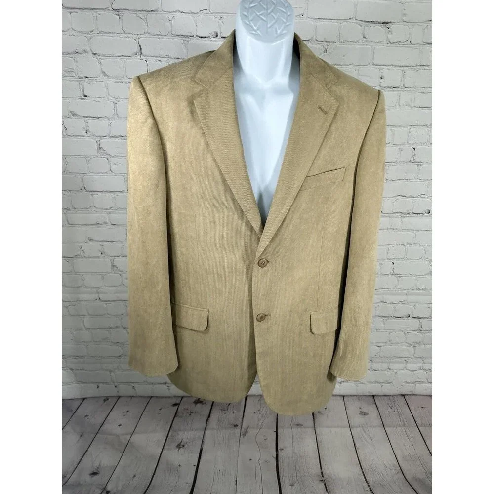 Andrew Fezza Beige Corduroy Two Button Blazer Jacket Men’s 40R